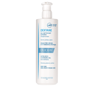 Ducray Gel de Limpeza Gordo DEXYANE, pele muito seca com tendência a eczema atópico 400ml