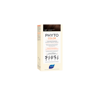 Phyto Phytocolor KIT 5.7 Castanho Claro MarronLeite revelador 50 mL + Creme colorante 50 mL + Máscara Protetora da Cor 12 mL