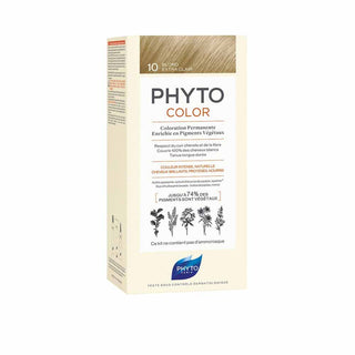 Phyto PHYTOCOLOR 10 Louro Extra Claro Leite revelador 50 mL + Creme colorante 50 mL + Máscara Protetora da Cor 12 ml