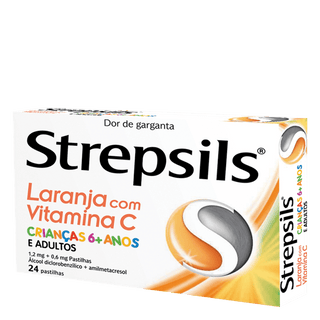 Strepsils Laranja c/VitaminaC. 0.6/ 1.2 mg X 24 pastilhas